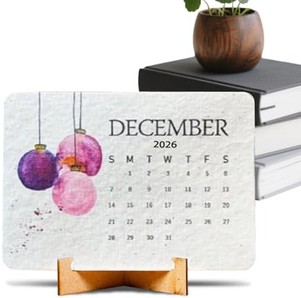 Umweltfreundlicher Pflanzbarer Liebe Kalender 2026-14x10cm Wachsender Planer, Biologisch Abbaubares Recycling Saatgut Papier Mit Holz Ständer | Gärtnern Geschenk Frauen Mama Lehrerin Deko