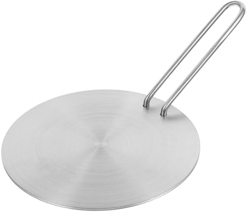 Angoily Mehrzweck Induktionsadapter 18cm aus Edelstahl mit Abnehmbarem Griff Wärmeverteiler für Elektro Gas und Induktionskochfelder Gleichmäßige Hitzeverteilung für Töpfe und Pfannen