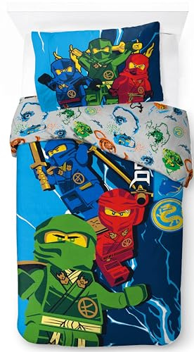 Jay Franco LEGO® Ninjago Bettwäsche-Set – Superweiche Kinder-Bettwäsche mit Kissenbezug, NUR BETTBEZUG (Füllung Nicht enthalten), Blau, 2-teilig Einzelbett
