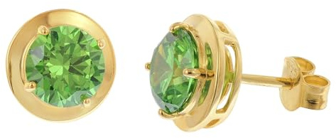 trendor Damen-Ohrstecker 925 Silber Vergoldet Zirkonia Smaragdgrün zauberhafter Ohrschmuck für Frauen, wunderschönes Accessoire und edle Geschenkidee 21334-11