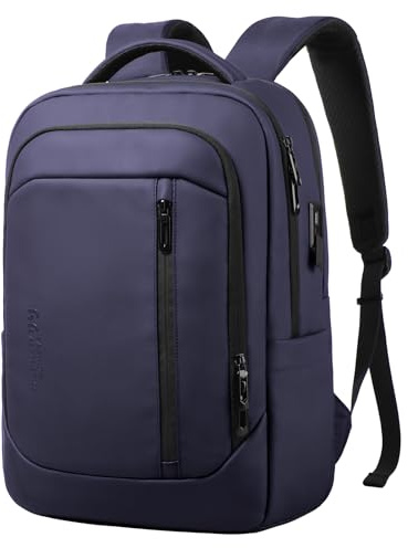 hk 15,6 Zoll Business Laptop Rucksack Herren, spritzwassergeschützt und Diebstahlsicherung Reiserucksack, großes Fassungsvermögen, mit USB-Ladeanschluss, für Pendler Reisen Geschäft-Blau