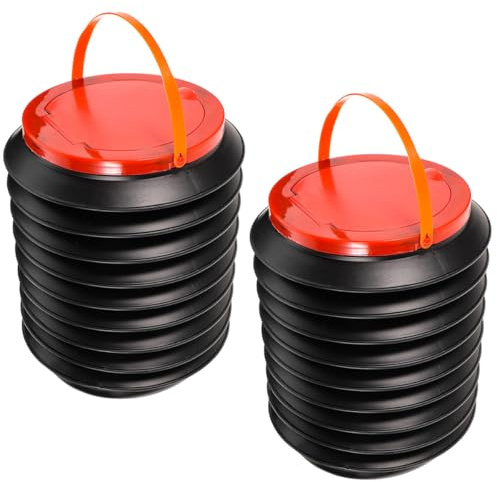 ZUNOXAZ Poubelle Pliable de Camping 4l en Plastique Noir, Pratique et Multifonction, pour Collecte de Feuilles et Camping, Lot de 2 Pièces