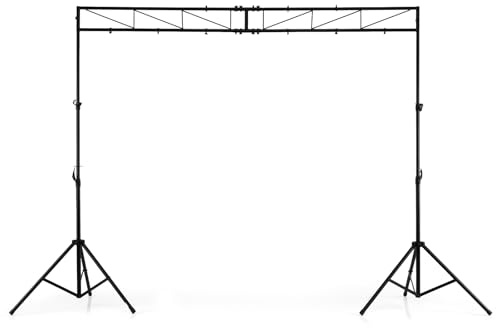 HOMASIS 360 cm Beleuchtungsstativ, DJ-Lichtstativ aus Metall, DJ Licht Stativ höhenverstellbar 140-265cm, Lichtbrücke mit 2 abnehmbaren faltbaren Ständern, Lampenstativ für Bühne, Partys & Konzerte