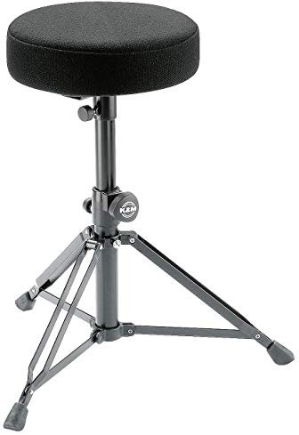 K&M 14016 Drummersitz Schwarz, rund - Stahl, Stoffbezug - zusammenlegbarer Hocker für Schlagzeuger, höhenverstellbar