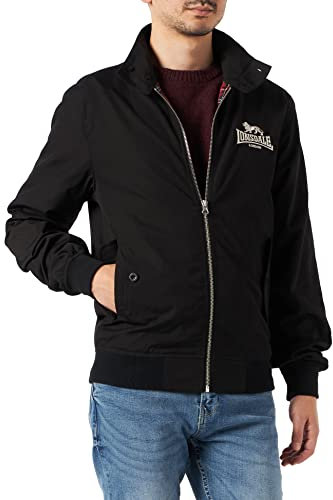 Lonsdale Herren Slim Fit Harrington Jacke, Schwarz, L EU