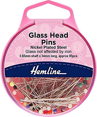 Hemline H679 | Nickel Plated Steel Glass Head Pins | 34mm | 95 Pieces
