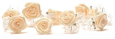 10 x Haarklammern Röschen - Brauthaarschmuck - Rosen Haarklammer - beige