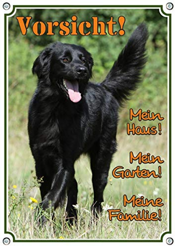 Petsigns Warnschild Hovawart schwarz - Hundeschild aus Stabiler Metallplatte - Fotodruck, DIN A4