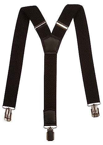 Olata Junior/Children’s Simple Fully Adjustable Elasticated Clip on Y-Shape Braces/Suspenders - 3cm (5-12 Years). Black