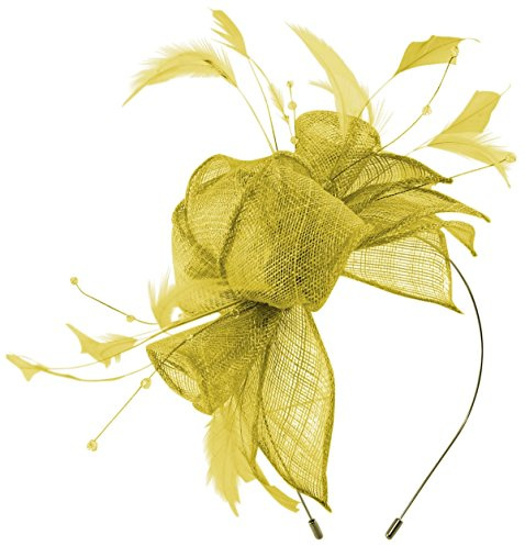 Max and Ellie Diamante Fascinator - Yellow, One Size