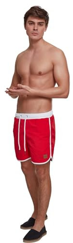Urban Classics Retro Swimshorts Pantaloncini, Colore: Rosso, L Uomo