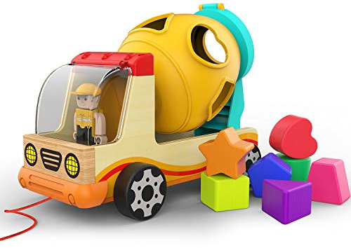 TOP BRIGHT Bétonnière en Bois - Jouet de tri à façonner pour Les Enfants à partir de 18 Mois - Jouet éducatif à Trier et à associer pour 2 Ans - Cadeau pour garçon et Fille