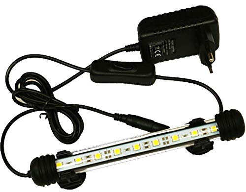 LED Éclairage Aquarium Lampe, LED Aquarium Light, Amphibious Led Fish Tank Lighting Lumière de plongée,Economie D'energie Lampe, No noise (Blanc 18cm)
