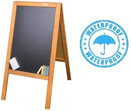 AZZAP Kundenstopper WETTERFEST PM 93cm Holz Tafel Aufsteller Werbetafel Holztafel Hellbraun