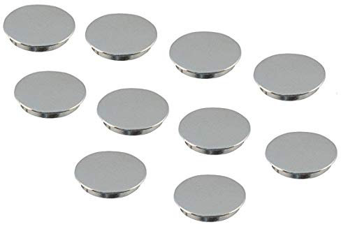 Gedotec Abdeckungen Metall Möbel-Abdeckkappen zum Eindrücken Schutz-Stopfen rund - H1127 | Kappen zum Verdecken von Schrank-Aufhänger | Stahl vernickelt | 10 Stück -Rohrstopfen Ø 21 mm für Bohrlöcher