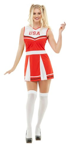 Funidelia Disfraz de animadora para mujer, Incluye vestido Cheerleader de Fútbol Americano, Talla L - Traje para adultos para fiestas, Carnaval y Halloween