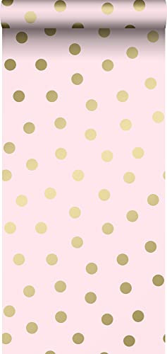 Origin Tapete Punkte Rosa und Gold 53 cm x 10.05 m