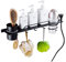 Etagère de salle de bains en acier inoxydable Support de rangement multifonctionnel Sèche-cheveux Toilette Tenture murale Noir sans perforation