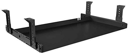 FRMSAET Under Desk Keyboard Tray Heavy-Duty All-Metal Material 53 cm/ 60 cm/ 76 cm Platform Computer Drawer Organizer Home Office Kitchen Bedroom Garage Storage Tool - Easy to Install.(53 cm, Black)