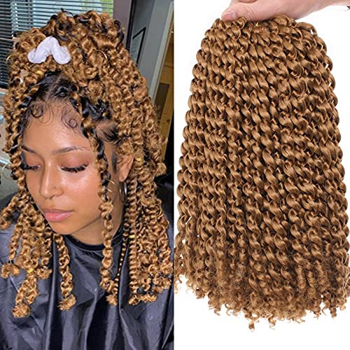 Leeven 12 Inch 2 Packs Water Wave Crochet Braids Hair for Butterfly Faux Locs Passion Twist Crochet Hair Hot Water Setting Brown Passion Twists Braiding Hair Bohemian Braids Hair for Black Women 27#
