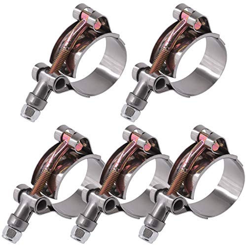 Glarks 5Pcs 32-37mm Acciaio Inox T-Bolt Fascette Tubo Flessibile Turbo Aspirazione Morbido Intercooler Morsetti