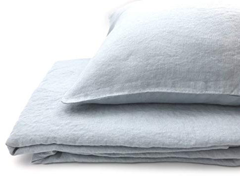 JOWOLLINA Natur Leinen Bettwäsche-Set Soft Washed Finish 180mg2 (Ice Flow, 200x200 cm, 2St. 80x80 cm)