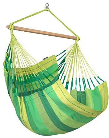 La Siesta®- Habana Hängesessel Comfort Size für Entspannung & Stil: 360° Drehgelenk, hochwertiges Bambusholz - GOTS-zertifizierte Baumwolle. (Jungle)