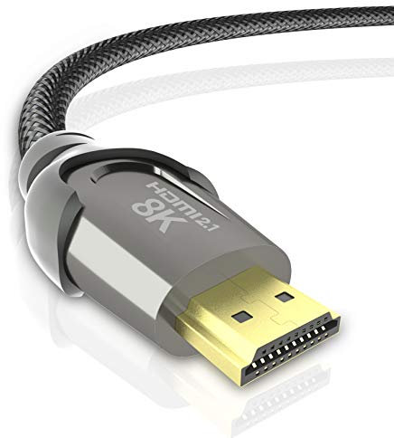 LcueGuk 8K HDMI 2.1 Cable, 48Gbps Ultra High Speed Cord, Nylon Braided HDMI Cord, Support 8K 60Hz 4K 120Hz 144Hz, Dolby Vision HDR10, eARC, Compatible with UHD TV/Blu-ray/PS5 Xbox Projector-2 Meter