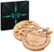Maverton Tagliere per formaggio in legno - H3,6 cm x Ø25 cm - set 3 coltelli 1 forchetta - incisione personalizzata - regalo SanValentino per coppia - vento