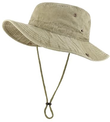 Zylioo XXL Sun Hats for Men Big Heads,Large UPF50+ Wide Brim Safari Boonie Hat,Oversized Bush Hat for Outdoor Hiking Climbing Fishing Khaki