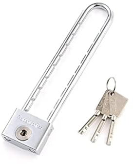 WANLIAN Candado de grillete largo – Candado largo con cerradura de llave – Candado de llave – Cerradura de puerta – Candado de haz largo de 200 mm