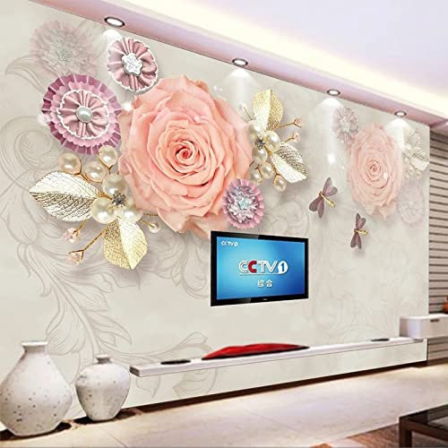 XTSWallpaper Rose Mode Floral 140X70Cm Papier Peint Photo 3D Optique Trompe L Oeil | Déco Mural Tableaux Muraux Photo Mural Décor Motif Poster Géant Stickers Muraux Optique Fond Effet