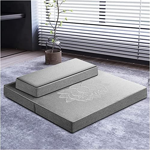 Sanswin Zabuton, Zafu Meditationskissen 2-Teiliges Zabuton Set Yoga Quadratisch 60/70/80 cm Japanisches Zafu Bodenkissen Lotus Meditationsset Kissen (Mönchsgrau,70 * 70cm)