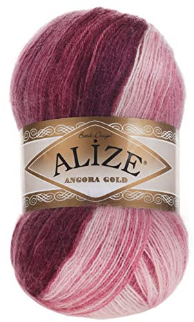 Alize Angora Gold Batik 100g Farbverlaufsgarn 20% Wolle Winterwolle Häkelgarn mehrfarbig Farbwahl, Farbe:1895 Rosenzauber