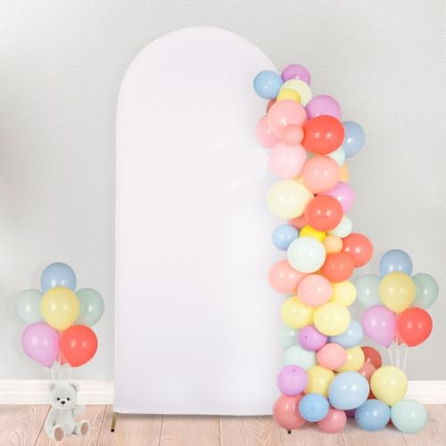 BADALU Toile de fond en tissu pour arche de mariage, décoration de fête d'anniversaire, banquet - 2 côtés - Blanc