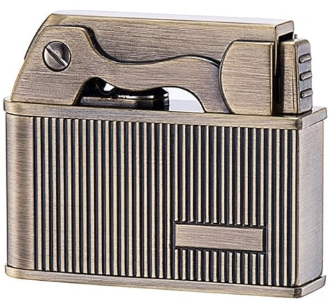 OLELY Mechero Queroseno Vintage, Encendedor de Gasolina Antiguo y Creativo Reutilizable de Trinchera for Hombres Papá Esposo (Color: Gold Stripes)