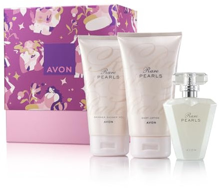 Avon Rare Pearls Three Piece Gift Set with Rare Pearls EDP 50ml, Body Lotion 150ml and Shower Gel 150ml in a Gift Box