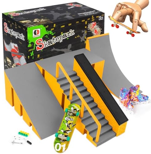 Aolieh Finger Skateboard und Rampe Zubehör Set-Fingerboard Skate Park Spielzeug Set-DIY Finger Skate Boarding Ultimate Sport Training Requisiten Spielzeug für Kinder
