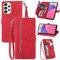 JayModCase Zipper Wallet Case Compatible with Samsung Galaxy A33 5G, PU Leather Flip Case, with Wristlet Magnetic Closure Kickstand TPU Shockproof Cover for Samsung A33 5G - Red