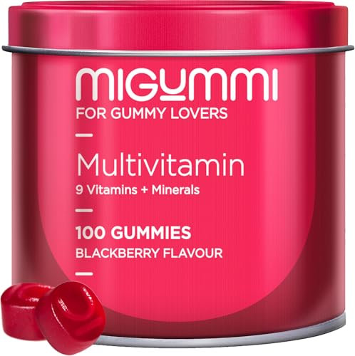 Gominolas Multivitaminas - 100 Gummies sabor natural a Mora - Vitaminas C, D, B12, E, A, B6, B5, Ácido Fólico, Biotina, Zinc, Yodo, Colina - 12 vitaminas y minerales - Vitaminas gominolas - Veganas