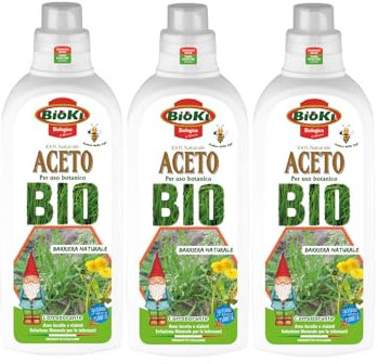 Bioki® - Vinagre - 3 paquetes de 1 litro, natural en comparación de hierbas no deseadas, para limpiar caminos y áreas incultivadas, listo para usar, 100% natural