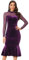 Allegra K Bodycon Dress for Women Elegant Velvet Sheer Mesh Mock Neck Midi Cocktail Dresses Dark Purple M