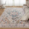 CHOSHOME Waschbarer Teppich Wohnzimmer 120x170CM Vintage Kurzflor Teppiche Groß Weiche Teppich für Schlafzimmer rutschfest Flauschiger Teppiche Beige