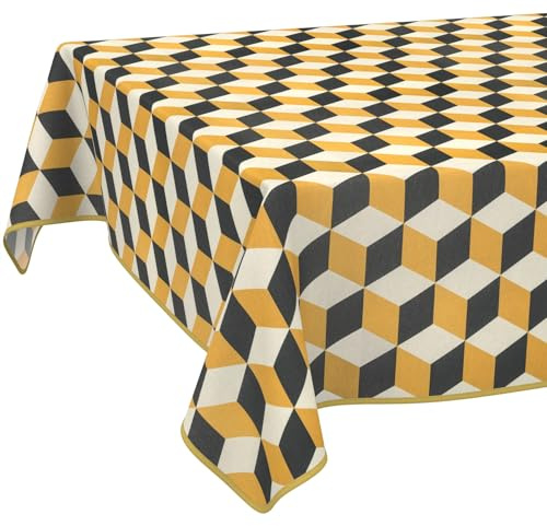 Tischdecke Stoff abwaschbar Tischtuch Tafeldecke pflegeleicht Lotuseffekt schmutz- & wasserabweisend für Indoor Outdoor Tischdecke 100x140cm mit Saum (Eingefasst) 3D Effekt