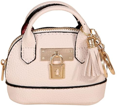 QeenRTUU Mini sac fourre-tout porte-clés porte-monnaie en cuir synthétique pour femme - Mini trousse de maquillage mignonne avec fermeture éclair, blanc, Tendance