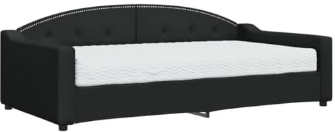 ZQQLVOO Betten, bettrahmen & lattenroste Schrankbett Polster kopfteil Tagesbett mit Matratze Schwarz 100x200 cm Stoff