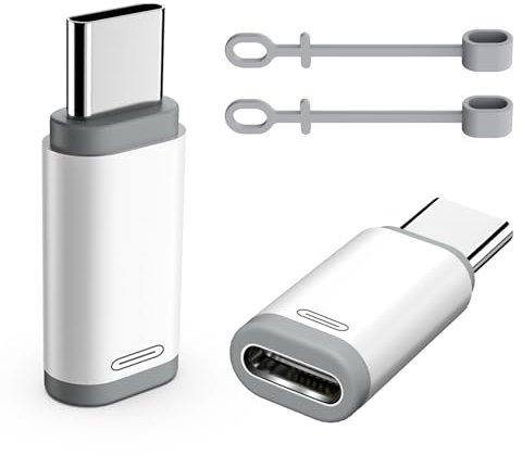 TiMOVO Adaptateur Lightning vers USB C, 2 Pack Adaptateur USB C vers Lightning avec Boucle Antiperte, Charge et Synchronisation pour i-Phone 15/16 Pro Max Plus, iPad Pro/Air, Pas pour Audio/OTG, Blanc