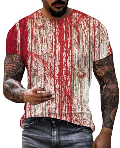 Halloween Sporty Men's Shirt, Crew Neck, Loose Fit, Short Sleeve Sports Shirt, Long T-Shirt, Men's Gym T-Shirt, Oversize Men's Pump Cover, Running Shirt, Men's Sleeveless, #2-Hot Pink, 3XL