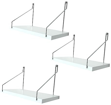 ULDIGI 3St wandmontiertes Waschbecken Heimdekoration Waschbecken zur Wandmontage an der Wand montiert Sukkulenten book shelves bücherstützen Wandhalterung Hängehalter 不锈钢，木板 Weiß