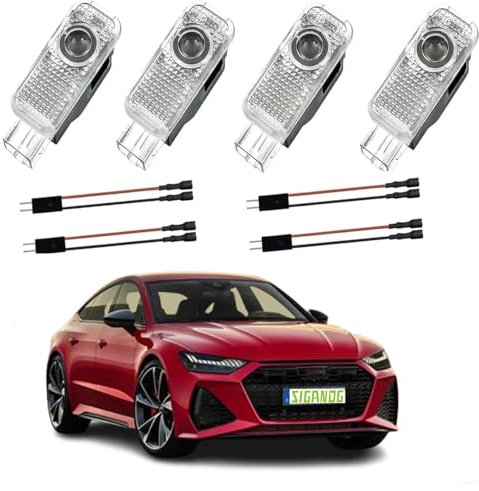 SIGANDG Car Door Projector Lights,LED Car Door Interior Light,LED Light Logo Welcome Light Compatible for A2 A3 A4 A5 A6 A7 A8 S3 S4 S5 S6 S8 RS4 RS6 R8 Q5 Q7 TT Roadster(4 PCS).
